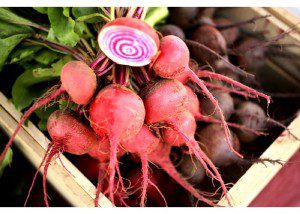 Beets for sale from Homecoming Farms during the Athens Farmers Market.